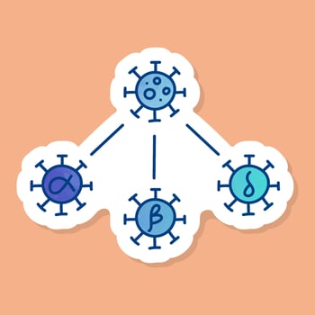 Virus mutation concept color sticker vector