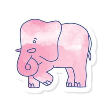 pink watercolor sticker elephant icon vector