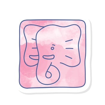 pink watercolor sticker elephant head icon vector