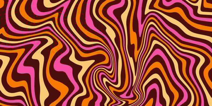 Retro trippy background. Groovy vintage psychedelic wallpaper. Colorful wavy pattern, cover, poster in 60s or 70s, 80s style. Liquid hippie texture. vector