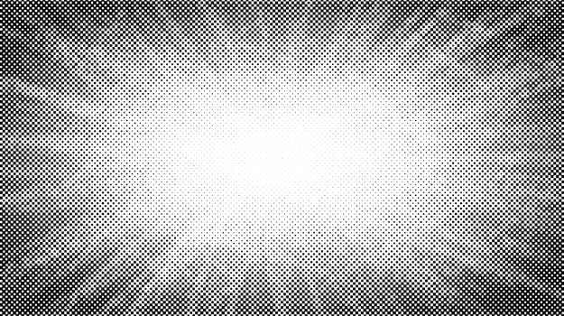 Halftone radial texture. Comic style grain background. Pop art faded textured frame. Grunge speckle effect. Dotted particles print wallpaper. Pixel gradient backdrop vector
