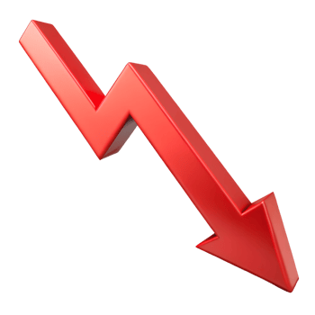 Red Downward Falling Decline Arrow png