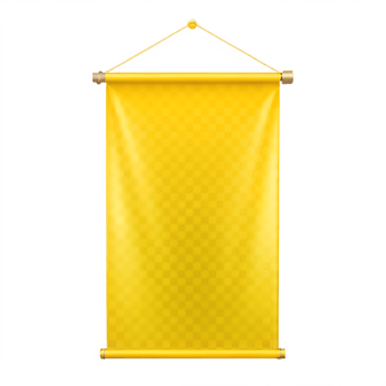 Close-up of a Blank Vertical Yellow Banner with Grommets png