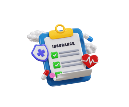 Health insurance icon 3d render concept of Life insurance, family health care protection, Big clipboard with document checklist Healthcare, finance and medical service icon illustration png