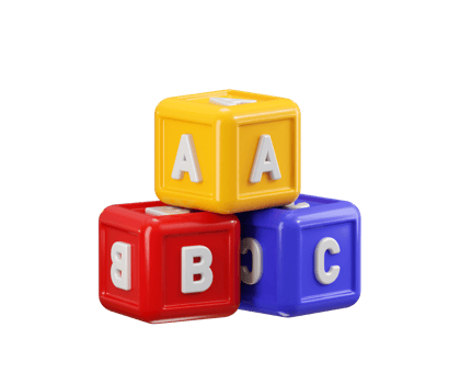 Abc alphabet colorful cube icon 3d render concept of alphabet colorful cubes for kids kindergarten letter learning icon illustration png