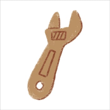 monkey wrench Illustration with crayon style editable for cards, poster decorations, t-shirt prints, stickers, icons and others vector