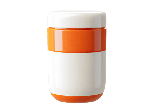 White and orange travel mug with insulated design and silicone band isolated on transparent background png