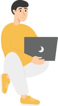 Illustration of Man Working with Technology Device, Isolated on White Background vector