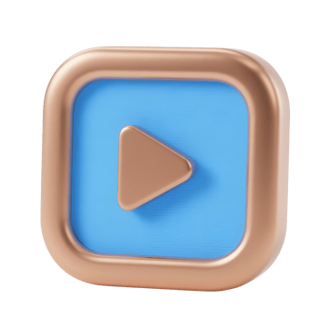 A bronze play button isolated on transparent background png