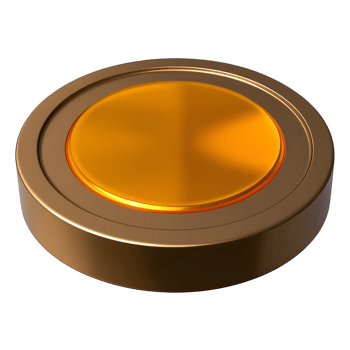 A shiny golden button isolated on transparent background png