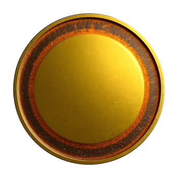 A golden coin with a textured border isolated on transparent background png