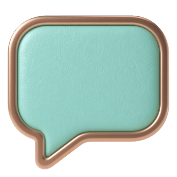 Aqua speech bubble with copper frame isolated on transparent background png