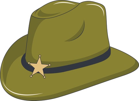 Wild West Cowboy Hat with Flat Cartoon Design. Isolated on White Background. vector