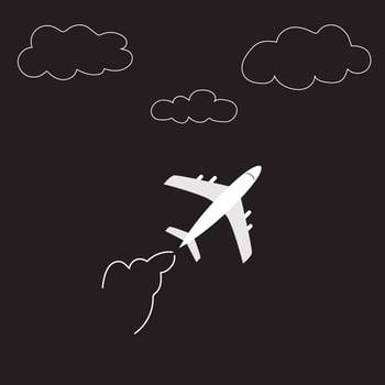 Minimalist Airplane Illustration with Clouds for Travel Poster and Background Design vector