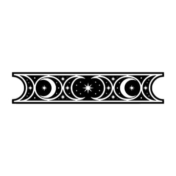 Celestial Crescent Border, Starry Night Motif vector