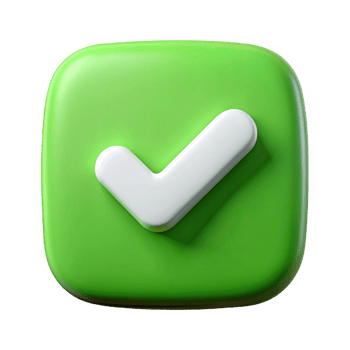 3d green check mark icon isolated on transparent background png