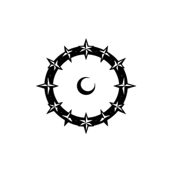 Celestial Emblem Crescent Moon Starry Halo vector