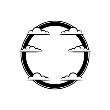 Circular Cloud Emblem, Vintage Illustration, Minimalist vector