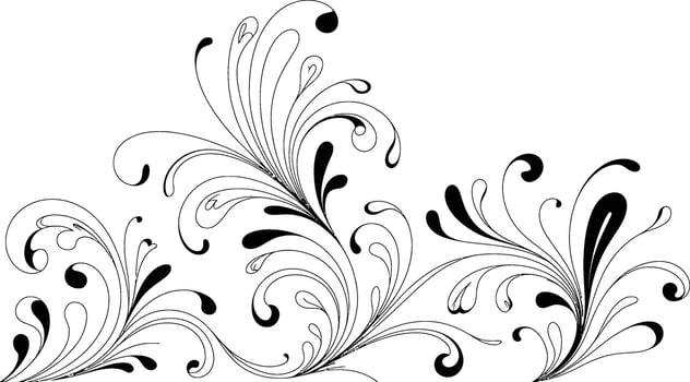 Black and White Floral Swirls Illustration vector