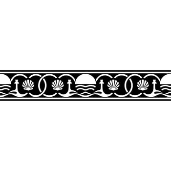 Oceanic Border, Stylized Seashells Wave Motif vector