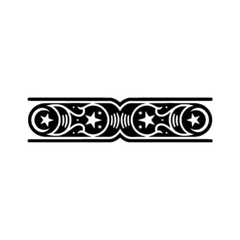 Intricate Black Border, Celestial Motif, Vintage vector