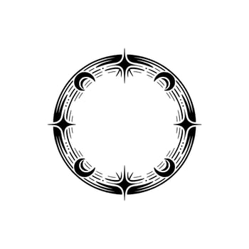 Tribal Moon Frame, Intricate Black , Celestial Motif vector
