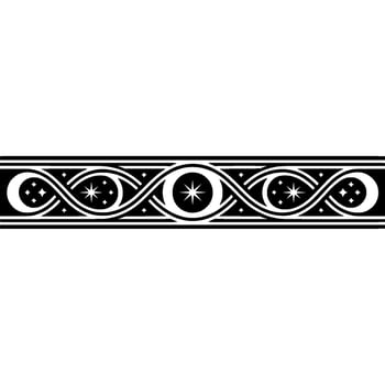 Ornate Celestial Border, Medieval , Black White vector