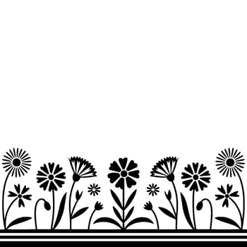 Minimalist Floral Border, Vintage Illustration vector
