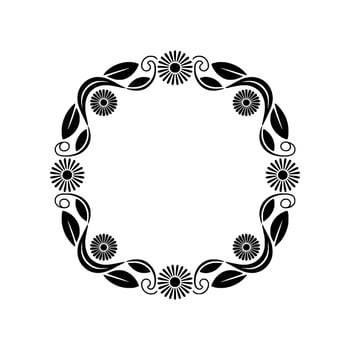 Elegant Black Floral Wreath Border, Vintage, Ornamental vector