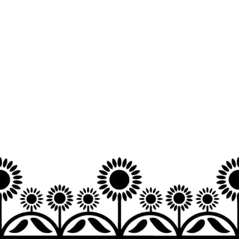 Minimalist Sunflower Border, Simple Floral vector