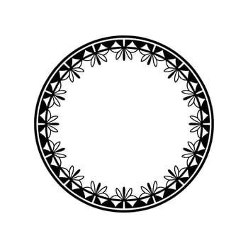 Geometric Floral Border, Minimalist, Circle vector