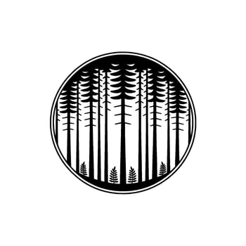 Circular Forest Emblem, Minimalist Pine Tree vector