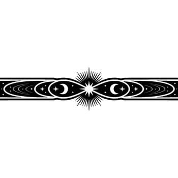 Celestial Border Vintage Starburst Crescent Moon vector