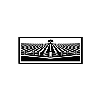 Serene Rural Landscape, Minimalist Emblem vector