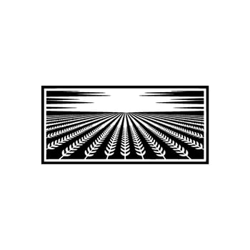 Geometric Harvest Black White Fieldscape Emblem vector
