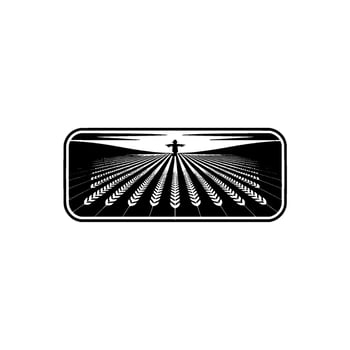 Aerial Harvest Geometric Wheat Field Emblem vector