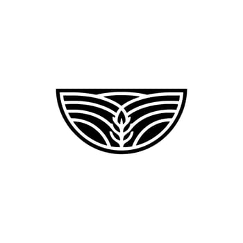 Geometric Wheat Field Emblem, Minimalist Agricultural vector