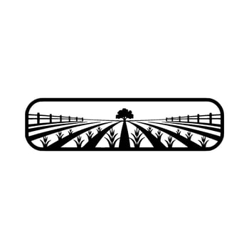 Serene Rural Landscape Emblem, Minimalist Farm vector