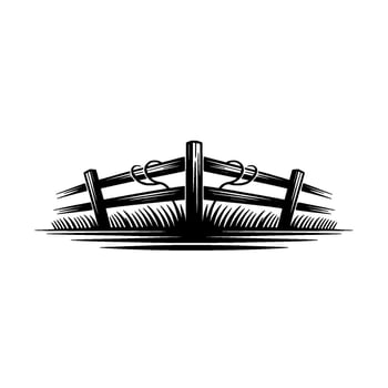 Rustic Wooden Fence Silhouette, Pastoral Serenity vector
