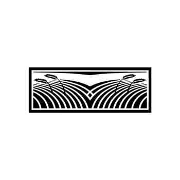 Geometric Harvest Stylized Wheat Field Emblem, Abstract vector