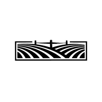 Minimalist Landscape Emblem, Rural Harmony, Geometric vector