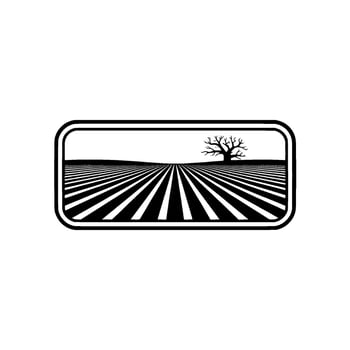 Stark Landscape Emblem, Minimalist Field Silhouette vector
