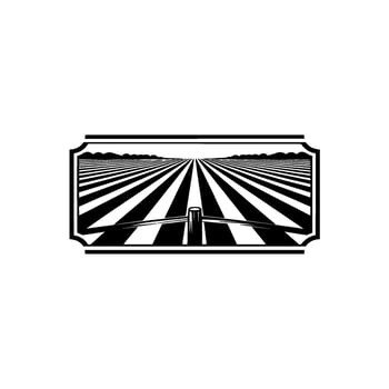 Geometric Harvest Black White Field Emblem - Agriculture vector