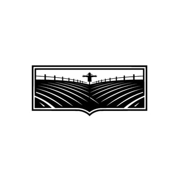 Rustic Silhouette Harvest Field Scarecrow Emblem vector