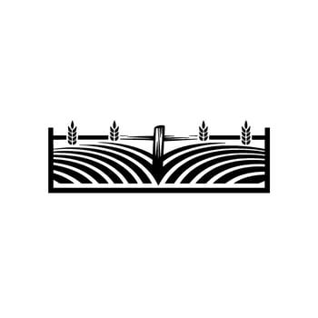 Agricultural Emblem Harvest Horizon Silhouette, Agriculture vector