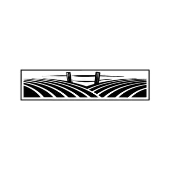 Serene Rural Landscape Emblem, Minimalist, Field vector