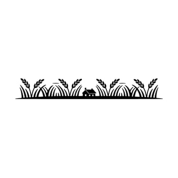 Serene Homestead Silhouette, Rural Tranquility vector