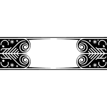 Stylized Black White Ornamental Border, Vintage vector