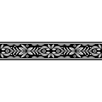 Elegant Black Floral Border, Vintage, Linear vector