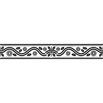 Elegant Black Line Art Border with Stylized Floral Motifs vector